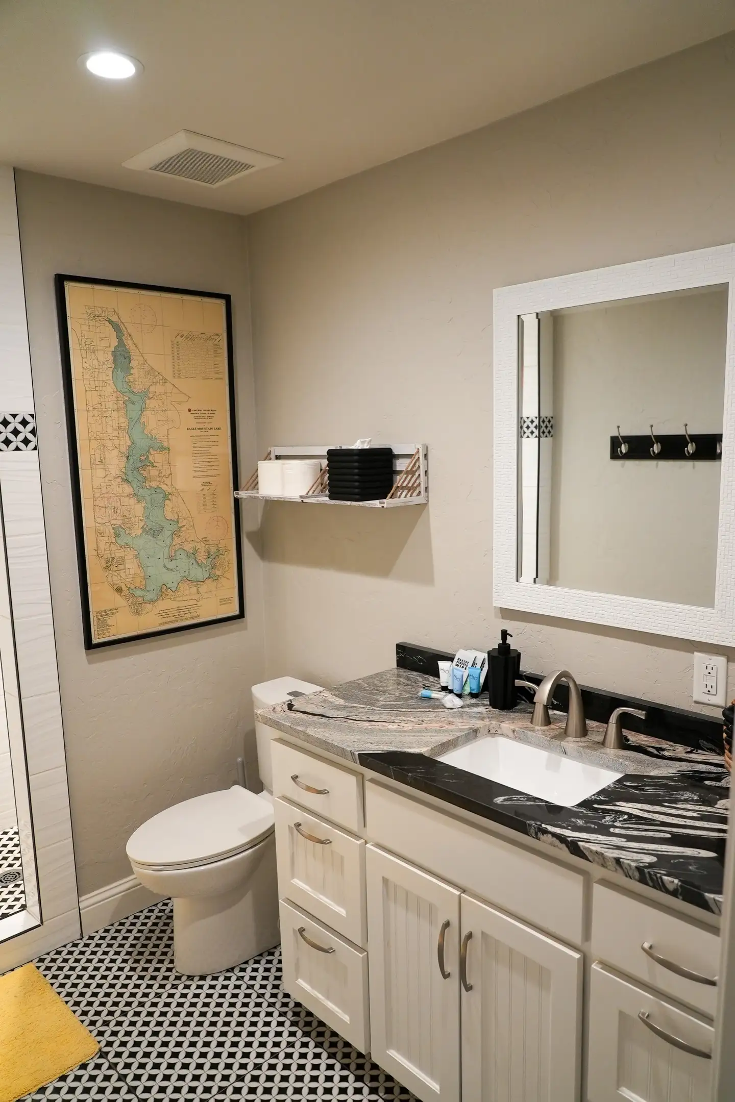 Bathroom off of living room and game room