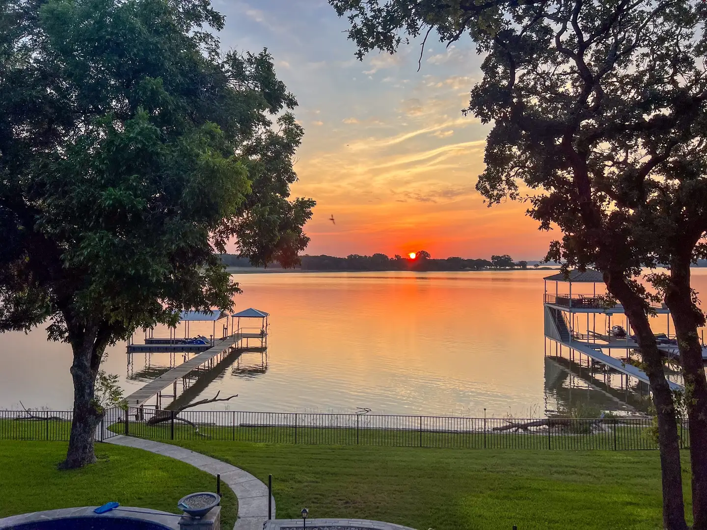 Sunrise over Eagle Mountain Lake from the backyard